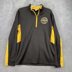 Captivating Apparel 1/4 Zip‎ Pullover Mens Medium Gray Yellow Iowa Hawkeyes Logo